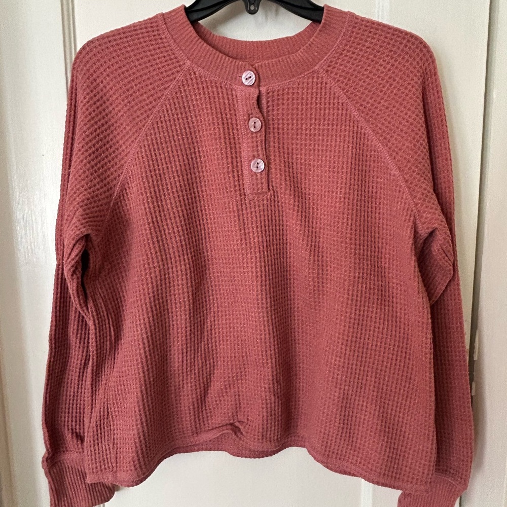 Old Navy Pink Waffle Henley (Size S)